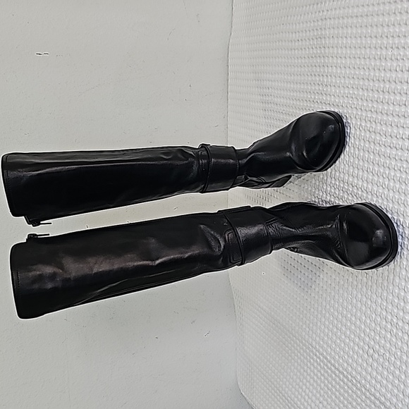 Secto Meucci Black Leather Tall Boots Slide zipper closure round toe Size 8N - Picture 15 of 15